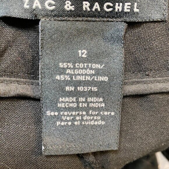 Zac & Rachel Women's Black Linen Blend Wide Leg Pants Size 12 - Picture 8 of 10
